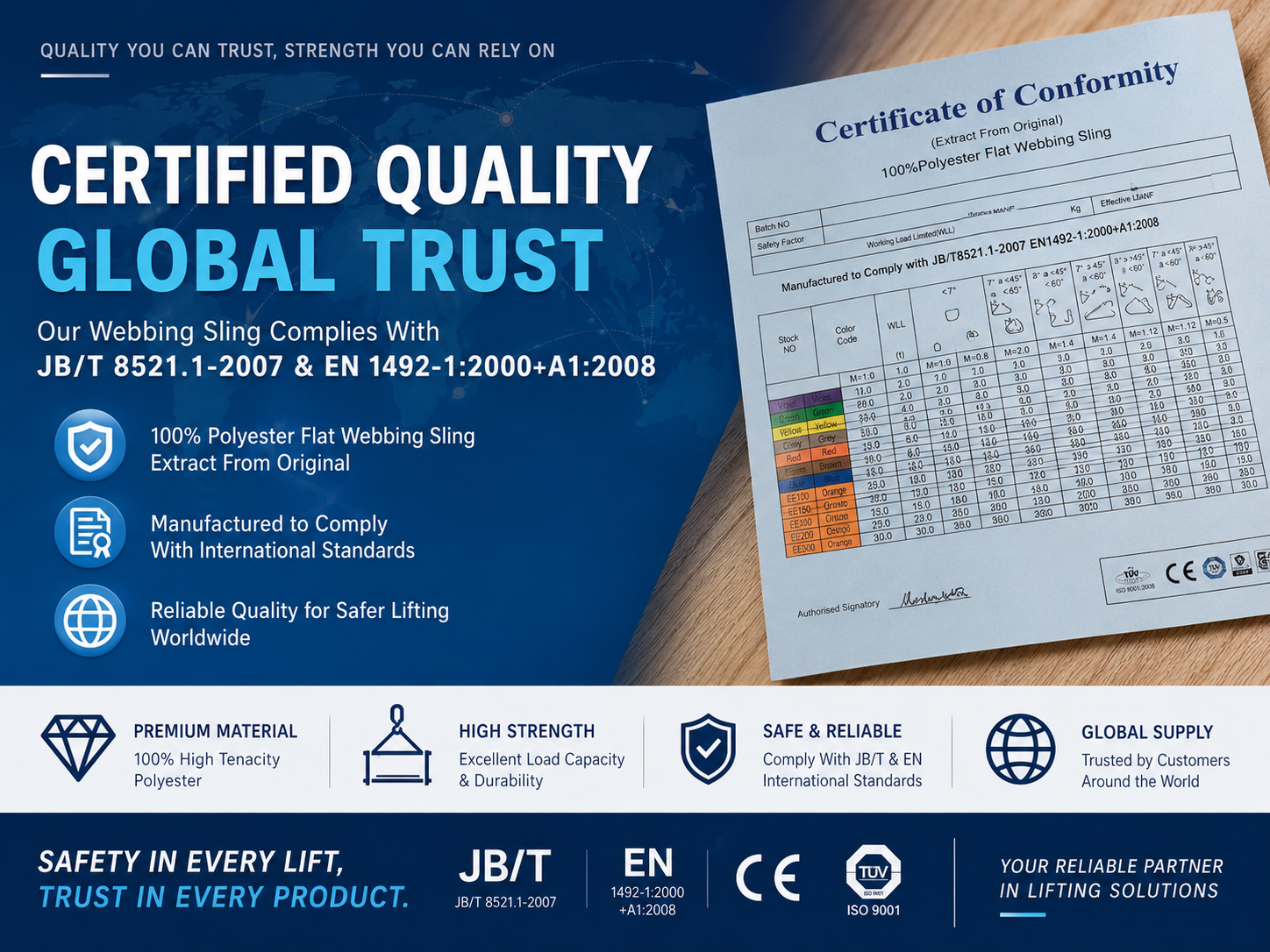 Aligning with Standards, Prioritizing Quality — Interpreting Material Identification and Label Specifications under the New JB/T 8521.1-2025 Flat Webbing SlingsRegulation